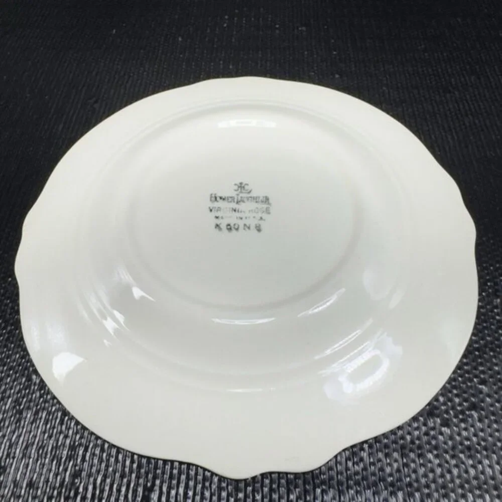 Homer Laughlin Virginia Rose Platinum Trim USA Rose Floral 6inch Plate Dish Set3